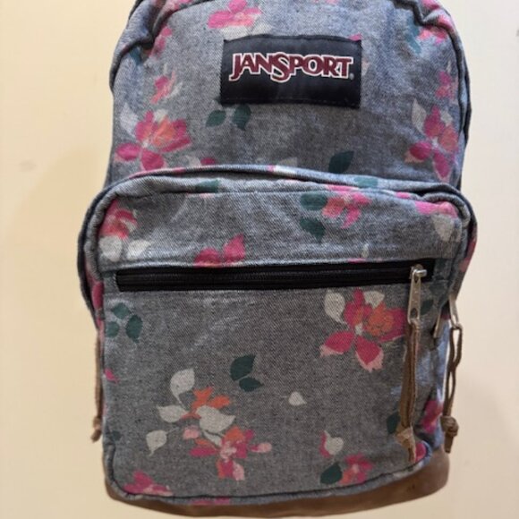 JanSport Backpack Grey Flowered - Picture 3 of 8